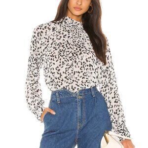 BELLA DAHL Tie Back Mock Neck Blouse, Cheetah print, XS